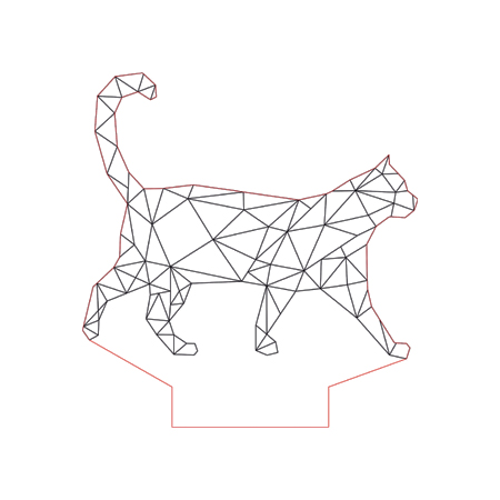 450x450 geometric walking cat illusion lamp plan vector op for cnc - Walking Cat Drawing