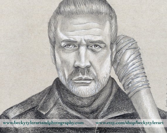570x456 negan the walking dead drawing etsy - Walking Dead Drawings