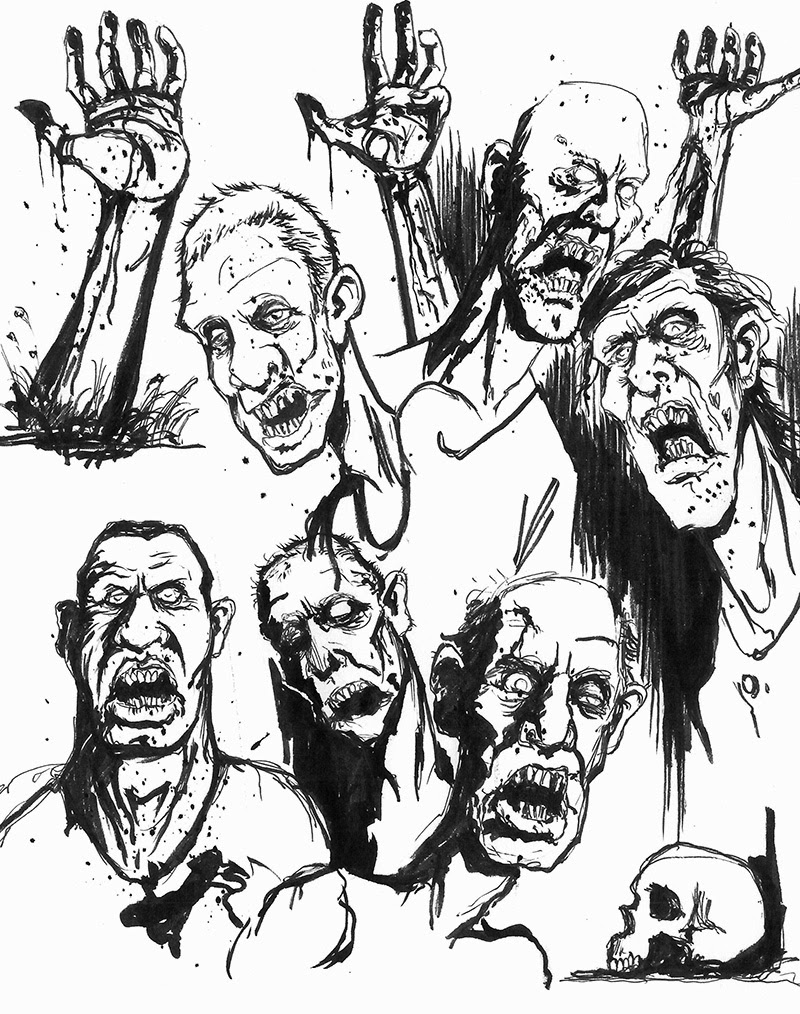 800x1014 Ian Ruff - Walking Dead Zombie Drawing