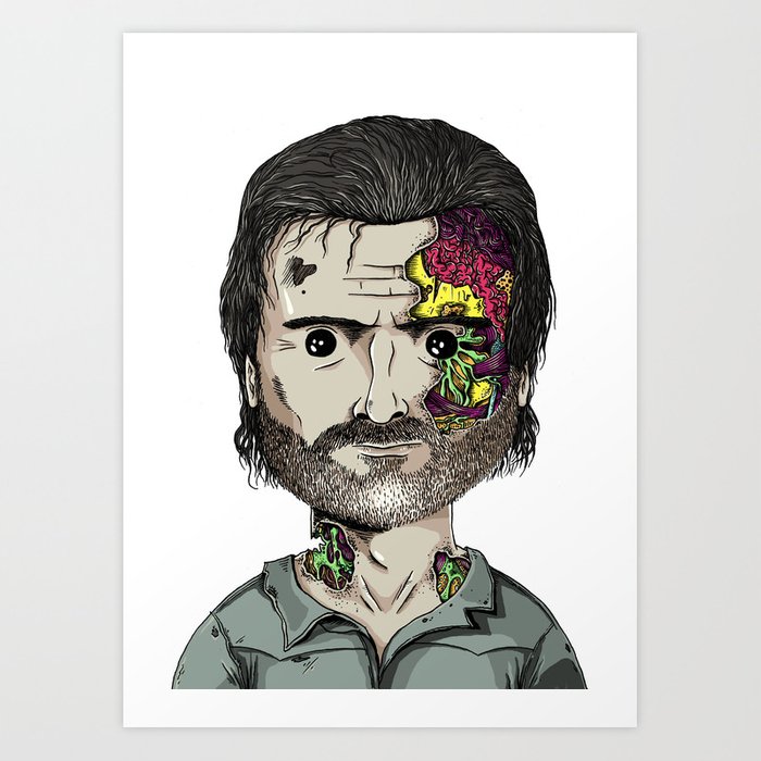 700x700 Rick Grimes The Walking Dead Zombie Portrait Art Print - Walking Dead Zombie Drawing