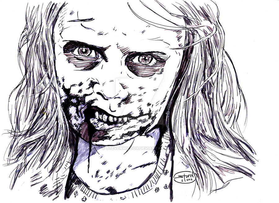900x654 The Walking Deadzombie Girl - Walking Dead Zombie Drawing