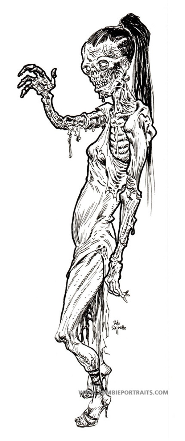 600x1427 Walking Dead Red Carpet - Walking Dead Zombie Drawing