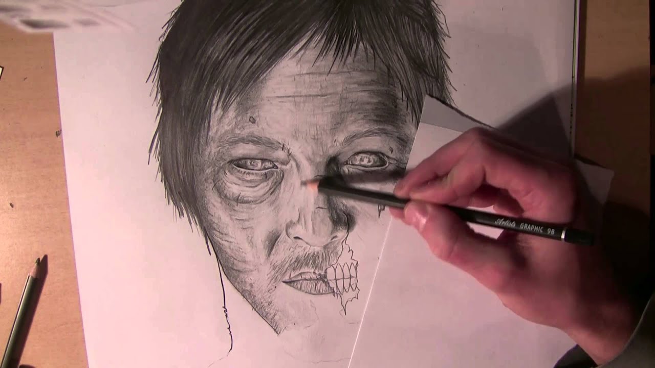 1280x720 The Walking Dead Daryl Dixon Zombie Drawing - Walking Dead Zombie Drawing