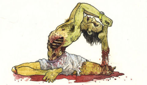 480x279 Check Out Zombies Doing Yoga In 'the Grateful Walking Dead - Walking Dead Zombie Drawing