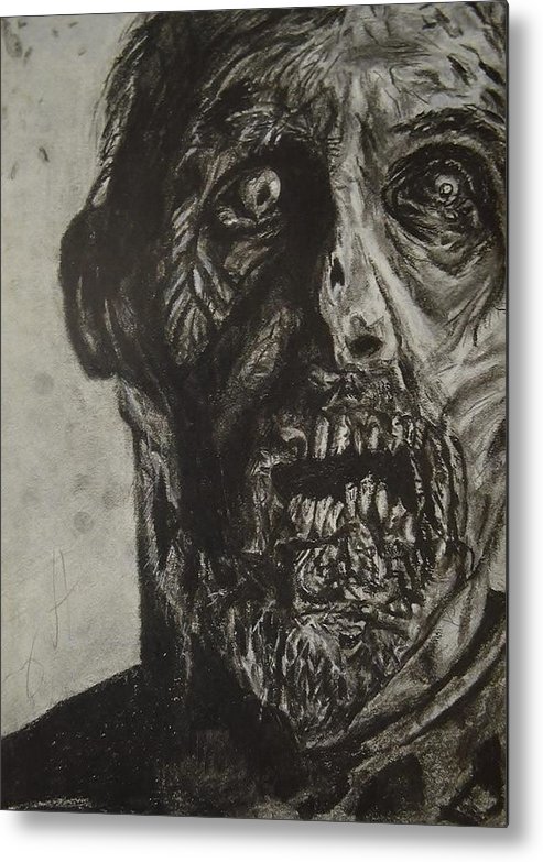 493x783 Drawing Of The Walking Dead Zombie Metal Print - Walking Dead Zombie Drawing
