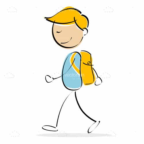 500x500 Kid Walking Drawing - Walking Drawing