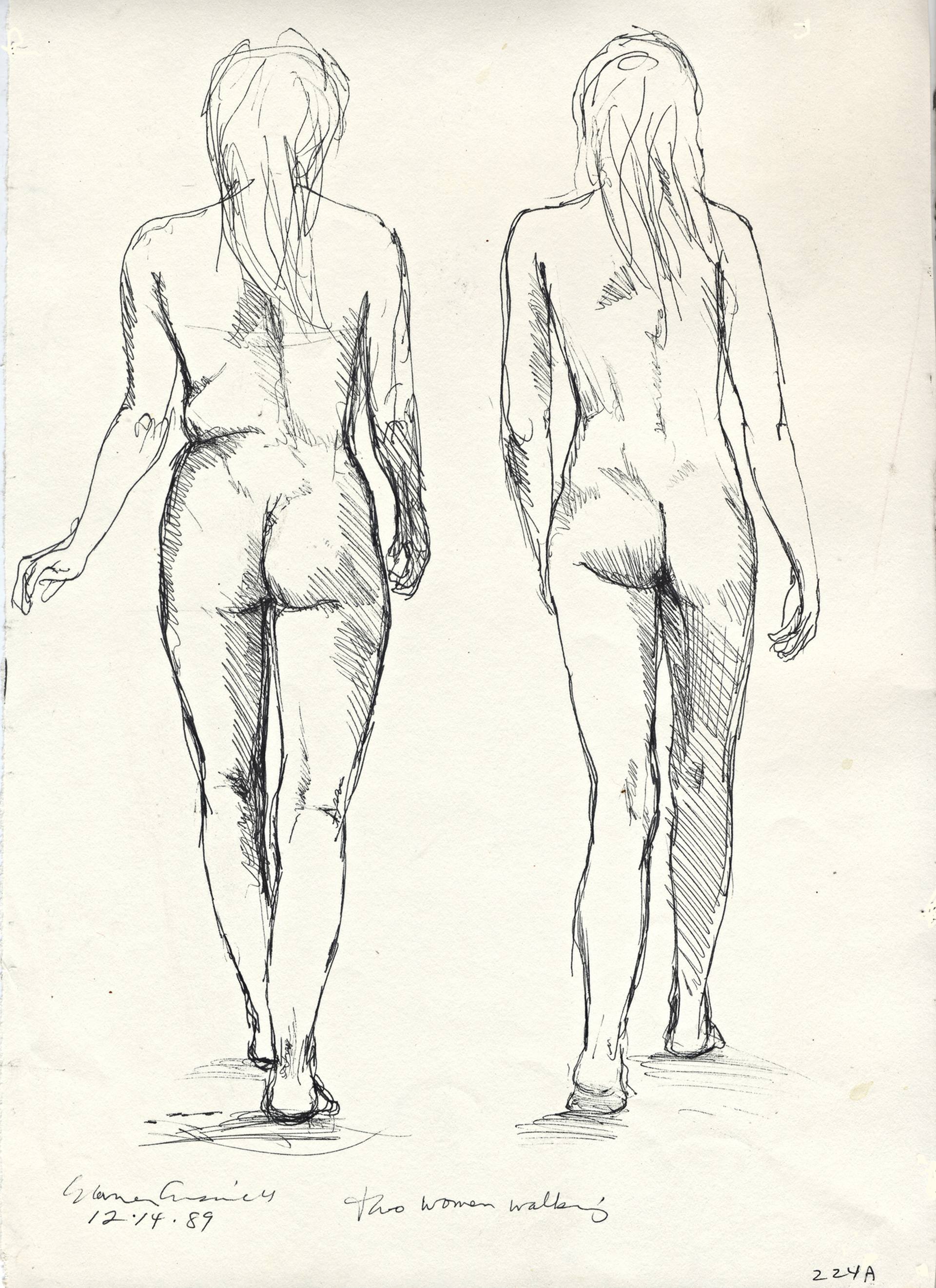 1920x2643 Two Women Walking Drawing - Walking Drawing