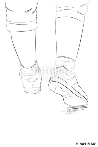 334x500 doodle foot of walking woman stock photo and royalty free images - Walking Feet Drawing