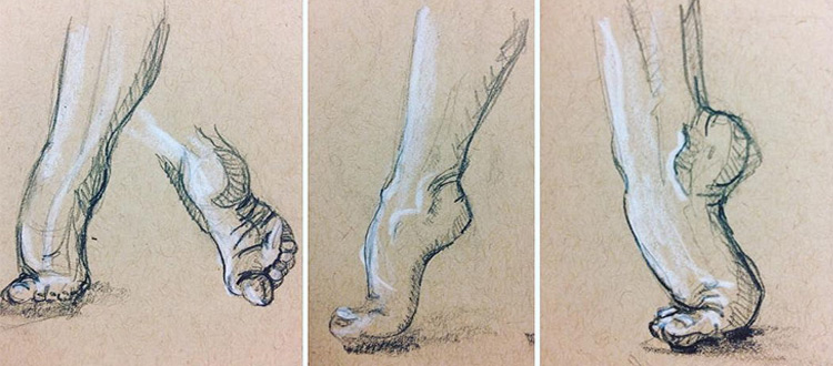 750x330 drawings of feet sketches anatomy studies - Walking Feet Drawing