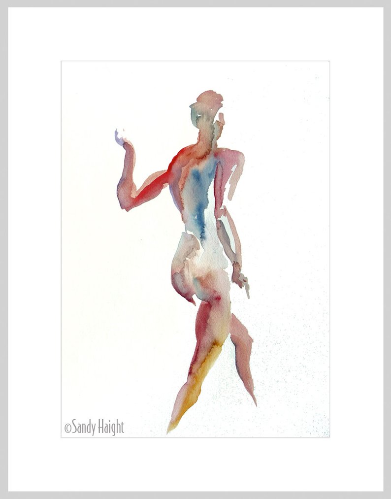 794x1013 Original Framed Watercolor Painting Off Sale Walking Etsy - Walking Figure Drawing