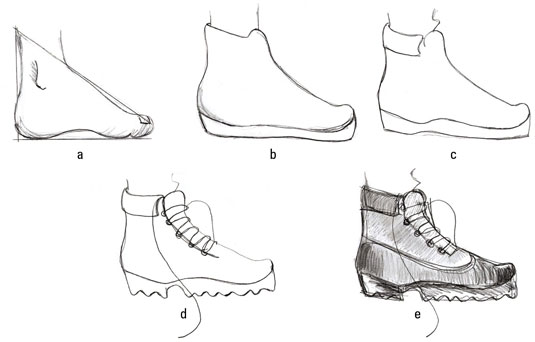 535x342 How To Draw Fashion Shoes - Walking Shoes Drawing