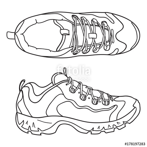500x500 vector illustration hiking boots icon mountain shoes stock image - Walking Shoes Drawing