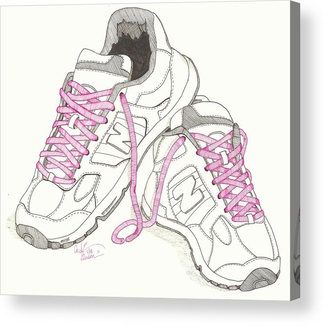 665x668 Day Walking Shoes Acrylic Print - Walking Shoes Drawing