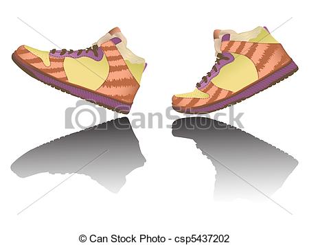 450x357 Walking Shoes Against White Background, Abstract Vector Art - Walking Shoes Drawing