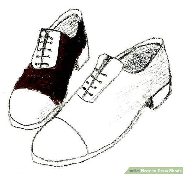 591x560 Ways To Draw Shoes - Walking Shoes Drawing