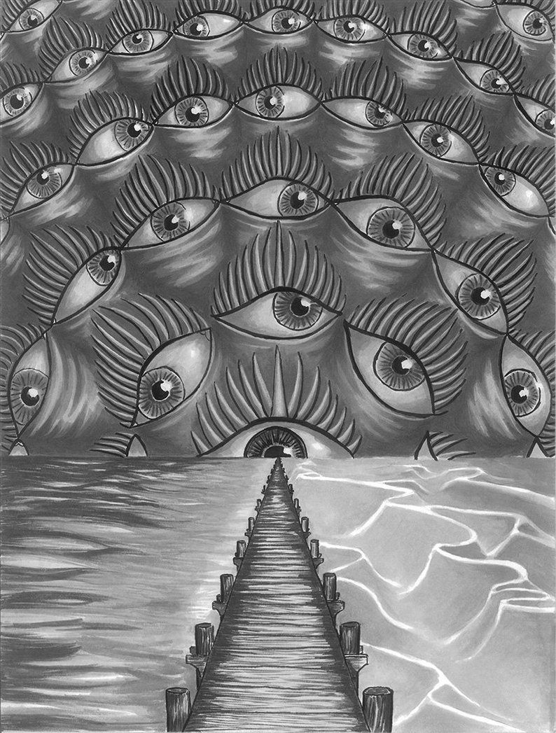 794x1047 Long Walk Original Drawing Etsy - Walkway Drawing