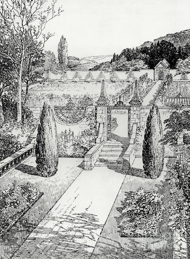 Французский парк рисунок. Рисунки французских садов. Сад в французском стиле нарисованные легкие. Французский сад рисунок легко.