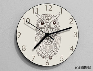 300x228 Owl Hand Drawing Wall Clock - Wall Clock Drawing