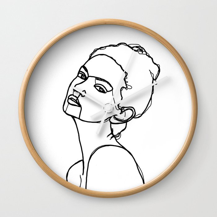 700x700 Women Face One Line Drawing - Wall Clock Drawing