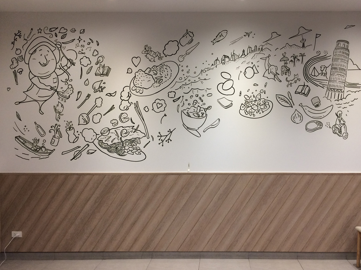 1200x900 mantana restaurant wall drawing shigeru ito - Wall Drawing