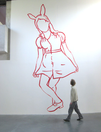 331x430 giant, line drawing murals of children - Wall Drawings Art