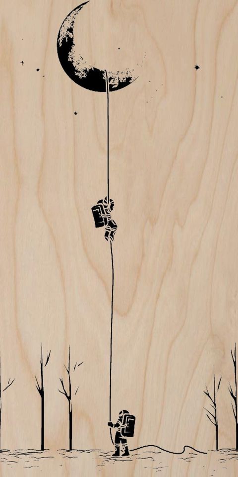 480x960 reach for the moon astronauts climbing - Wall Drawings Art