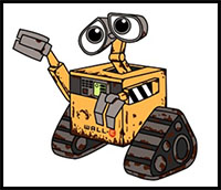 200x172 How To Draw Disney's Wall E Cartoon Characters Drawing Tutorials - Wall E Drawing