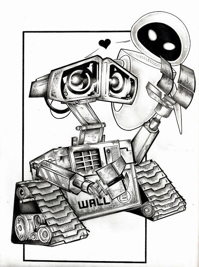 670x900 Wall E And Eve Drawing - Wall E Drawing