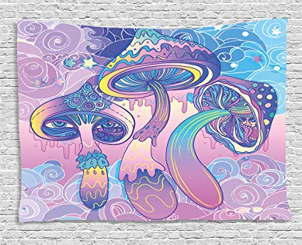 425x345 ambesonne mushroom tapestry by, trippy drawing hippie - Wall Hanging Drawing
