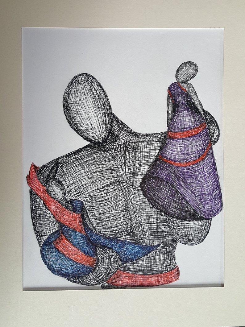 794x1060 original hand drawn pen and ink wall hanging art matted art etsy - Wall Hanging Drawing