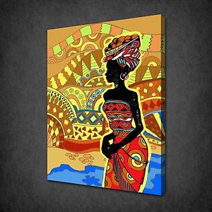 300x300 Abstract Drawing Of African Woman Canvas Print Picture Wall - Wall Hanging Drawing