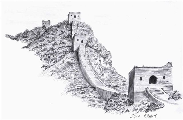 640x421 great wall of china sketch drawing skill - Wall Of China Drawing