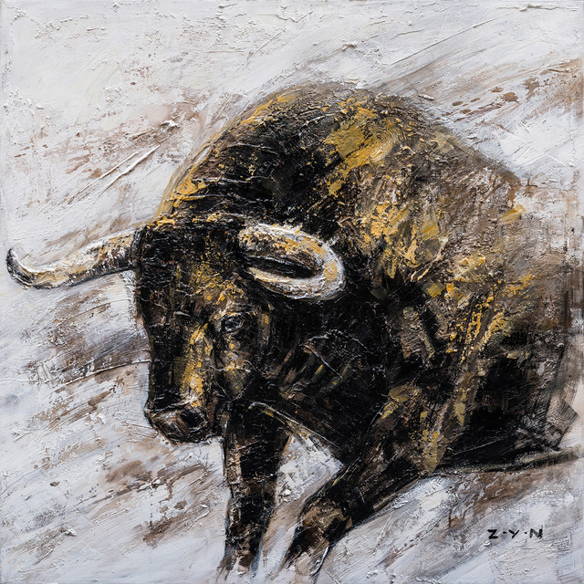 640x640 wall street bull hand painted canvas artwork - Wall Street Bull Drawing