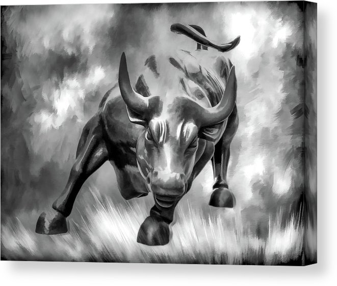 661x562 wall street bull jungle bw canvas print canvas art - Wall Street Bull Drawing