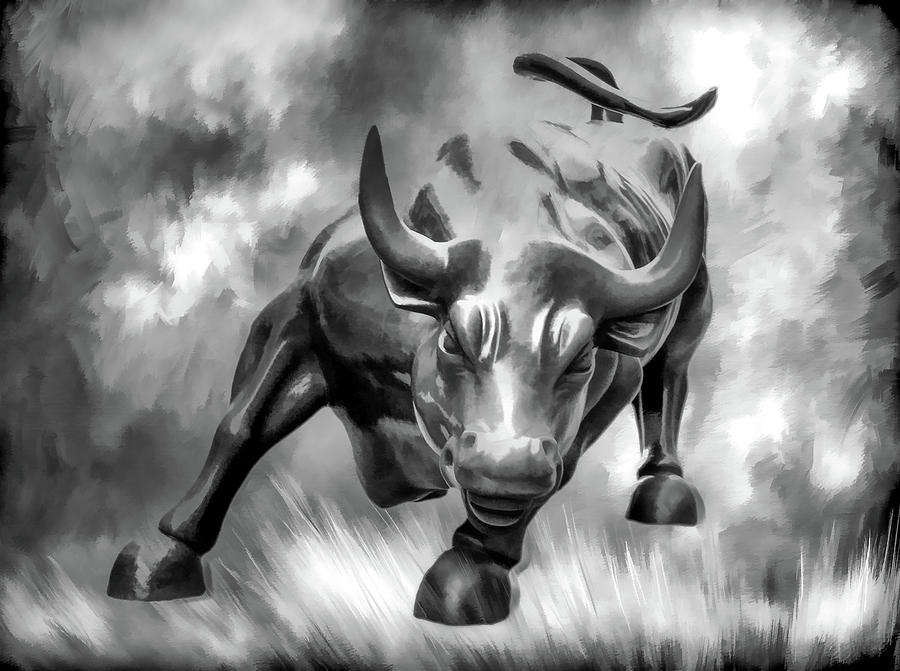 900x671 wall street bull jungle bw photograph - Wall Street Bull Drawing