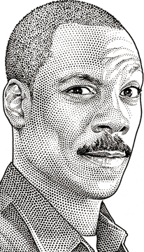 206x360 Wall Street Journal Hedcuts Of Eddie Murphy And Ben Stiller - Wall Street Drawing