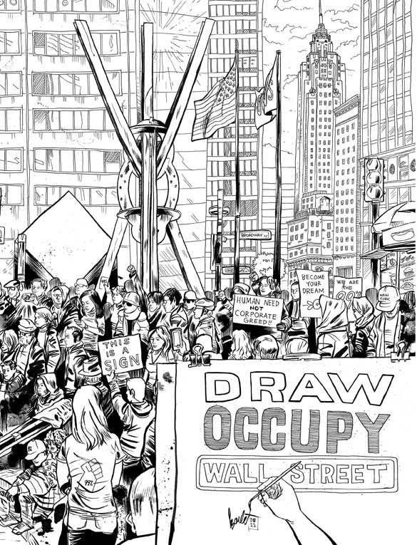 585x765 draw occupy wall street boulet's creation of an occupy wall - Wall Street Drawing