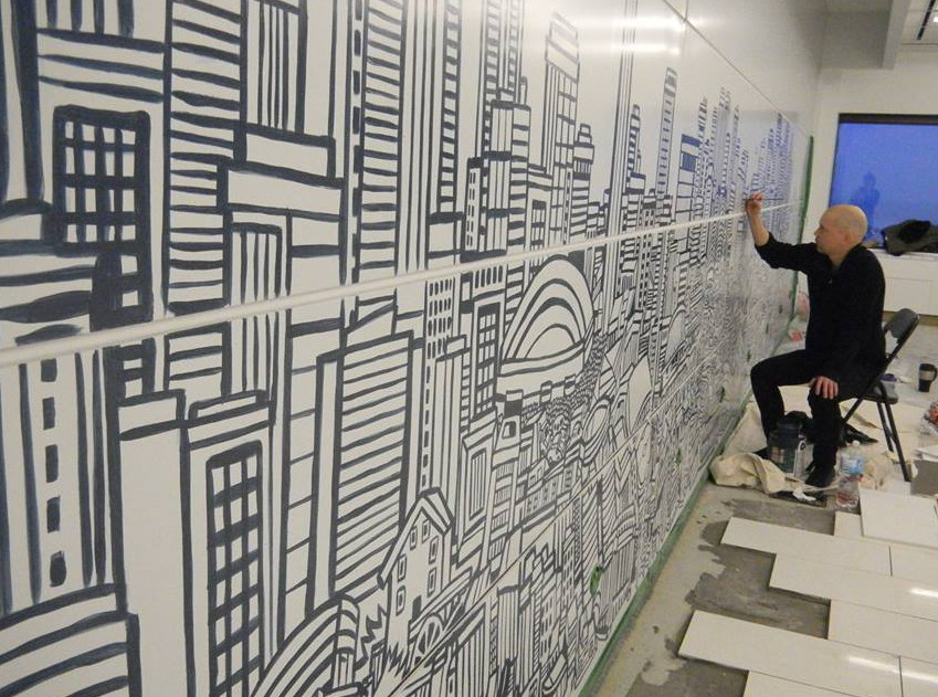 849x631 Draw Graffiti Murals Street Art - Wall Street Drawing