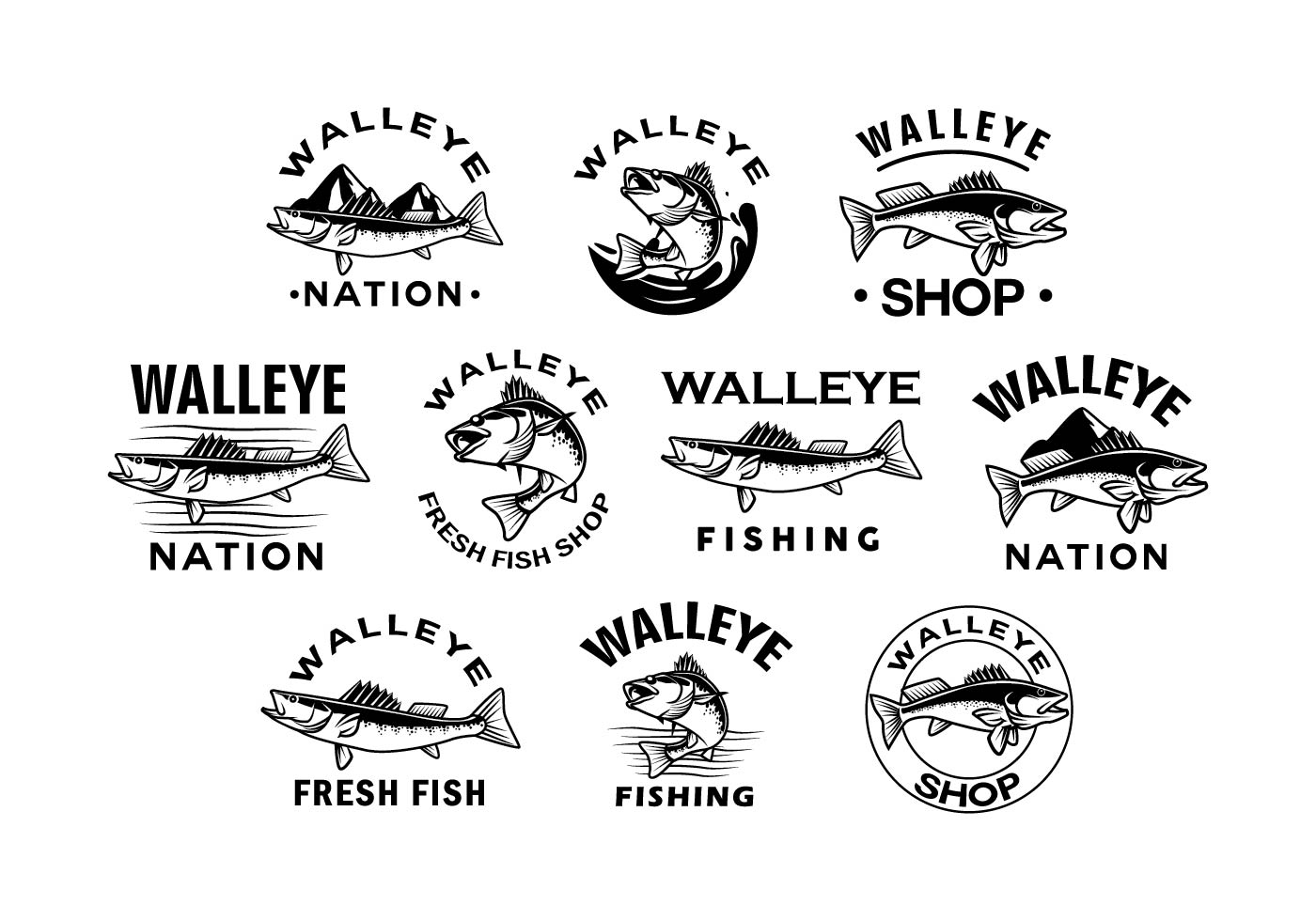 1400x980 Walleye Free Vector Art - Walleye Drawing
