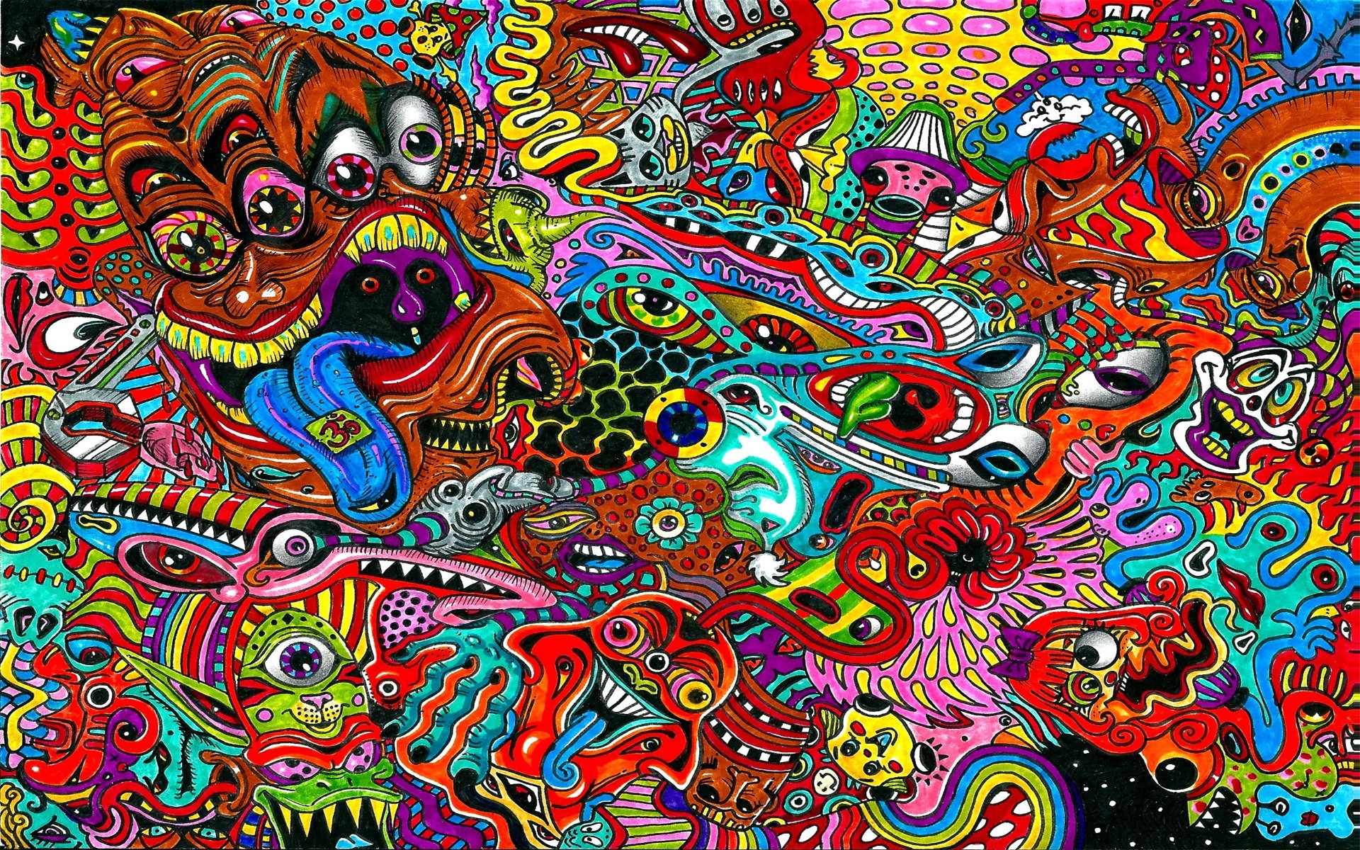 1920x1200 Wallpaper Drawing, Surreal, Colorful, Psychedelic - Wallpaper Drawing