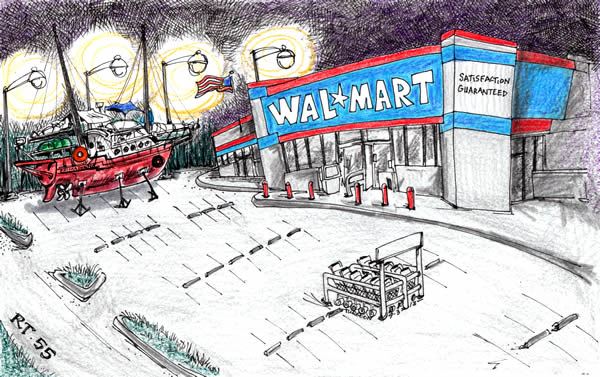 600x377 walmart primadonna parking drawing the town, artist laura - Walmart Drawing
