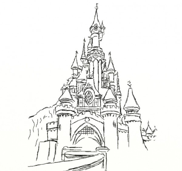 600x564 Cinderella Castle Drawing - Walt Disney Castle Drawing