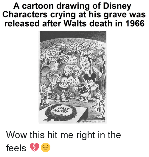 500x526 A Cartoon Drawing Of Disney Characters Crying - Walt Disney Characters Drawings
