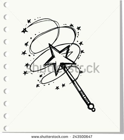 416x470 doodle of magic wand vector illustration art ink - Wand Drawing
