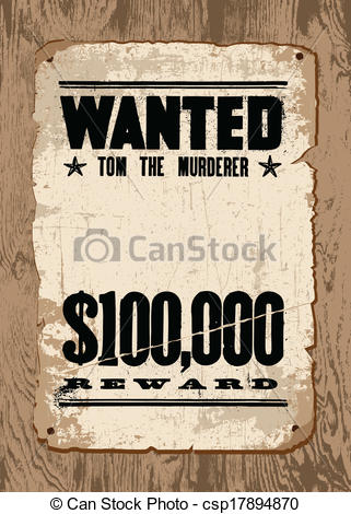 321x470 vector wanted poster on wood easy to edit! vector vintage - Wanted Poster Drawing