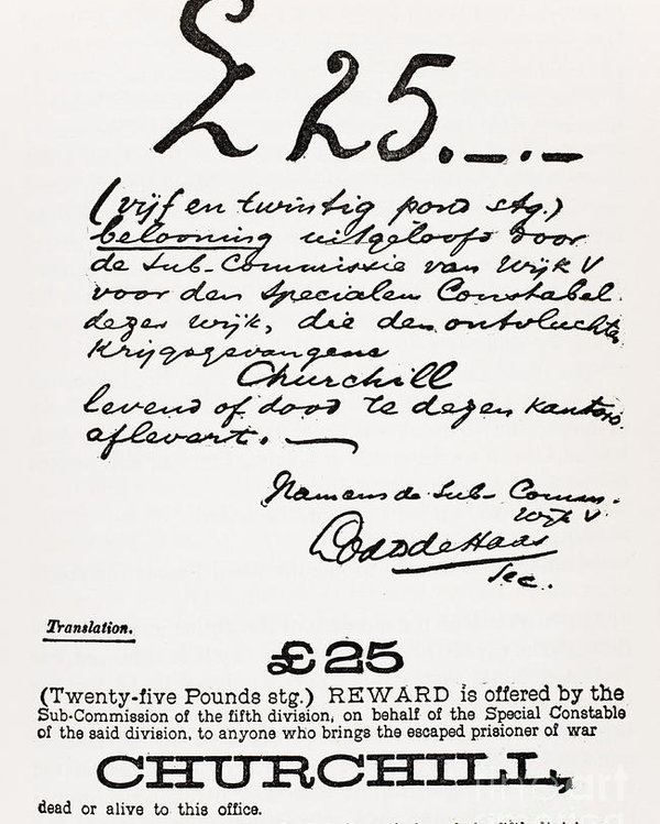 600x749 wanted poster for escaped prisoner of war winston churchill poster - Wanted Poster Drawing