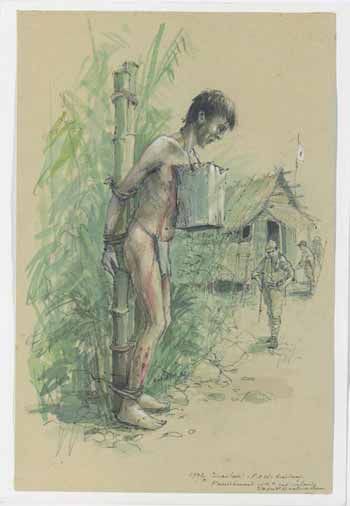 350x506 Drawing From Jack Walker Burma Railway - War Drawings