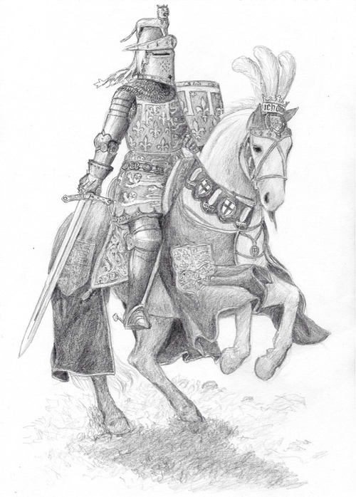 500x698 a drawing of edward of woodstock, the black prince son of edward - War Horse Drawing