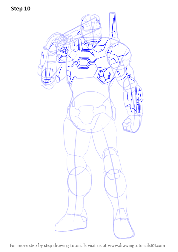 596x843 learn how to draw war machine from captain america civil war - War Machine Drawing