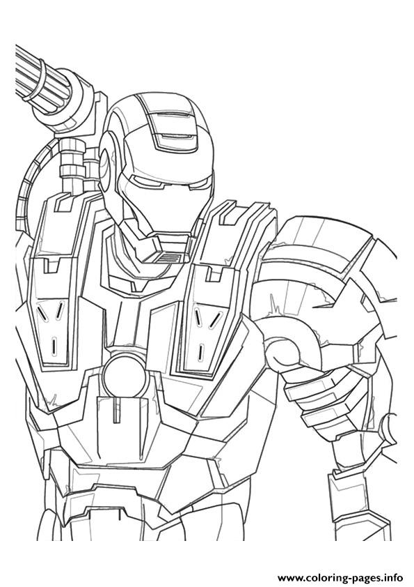 595x842 War Machine Avengers Marvel Coloring Pages Printable - War Machine Drawing